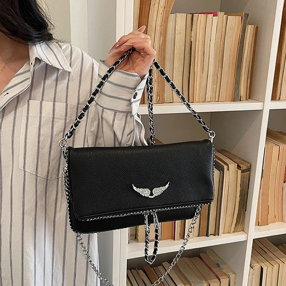 Vintage Crossbody Bag, Compact Flap Shoulder Purse with Chain Strap, Minimalist Small Messenger Handbag for Travel, Dates & Everyday Use