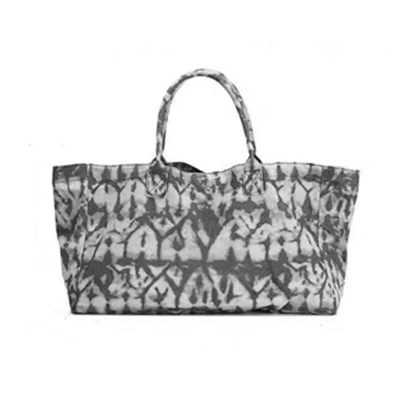 Oversized Printed Tote Bag, Large Canvas Shoulder Handbag, Casual Beach Carryall Purse with Wide Handles for Travel, Shopping & Everyday Use