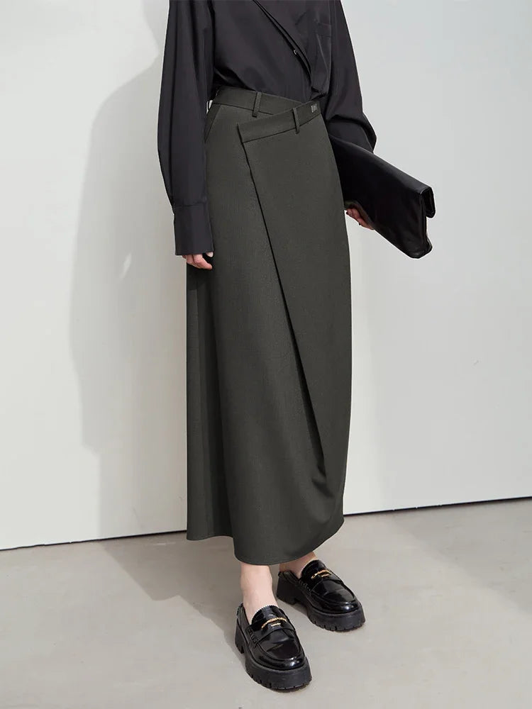 High Waisted Maxi Skirt Straight Fit Long Skirt Tailored Pencil Silhouette Side Slit Minimalist Office Casual Wear