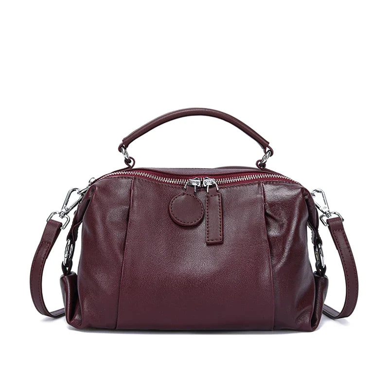 Vintage Boston Handbag, Soft Structured Shoulder Purse with Top Handle & Adjustable Crossbody Strap, Elegant Everyday Satchel for Work & Travel
