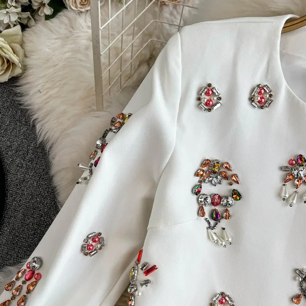 Floral Embroidered Top & Midi Skirt Co-Ord Set | Long Sleeve Two Piece Outfit | Elegant Casual Matching Set for Brunch & Events