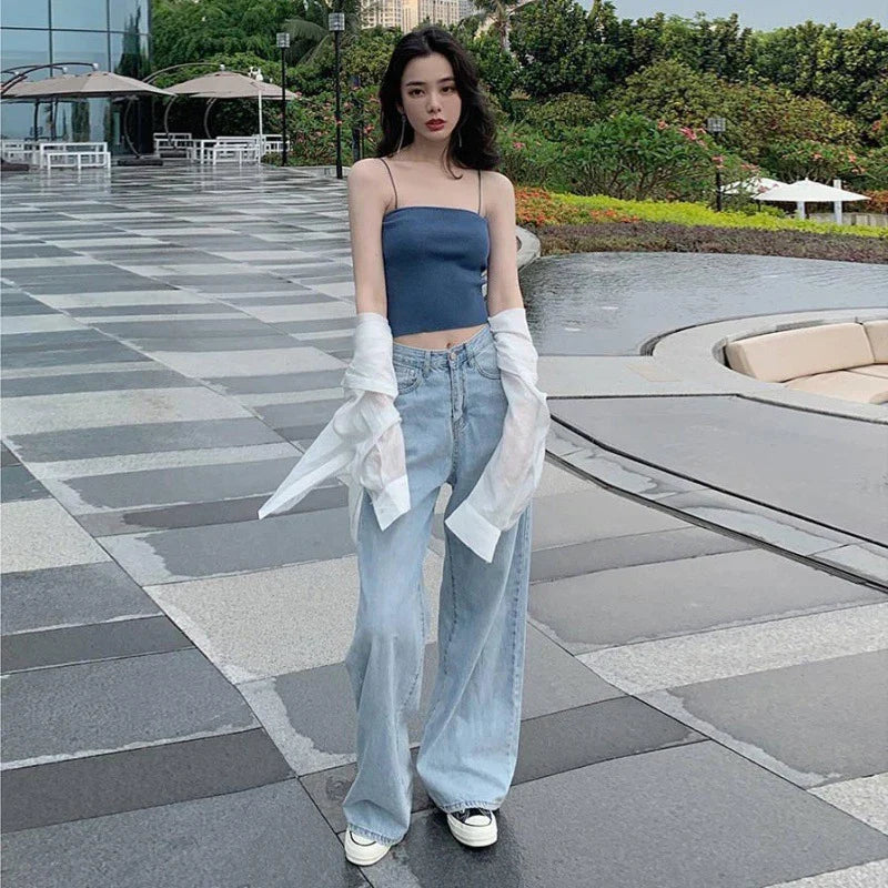 High Waisted Wide Leg Jeans Baggy Loose Fit Denim Pants Relaxed Full Length Vintage Streetwear Casual Trousers