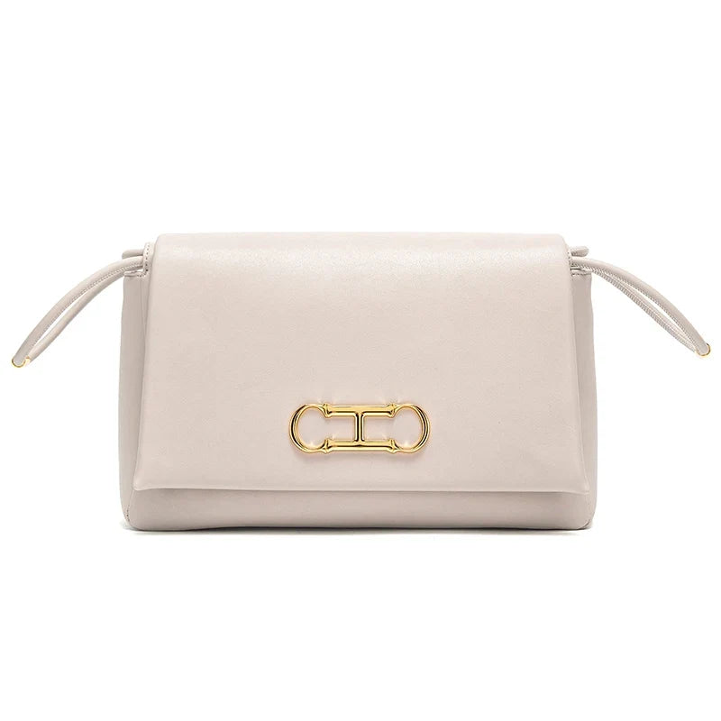 Minimalist Shoulder Bag, Elegant Structured Crossbody Purse with Gold-Tone Hardware, Compact Flap Handbag for Dates, Parties & Everyday Use