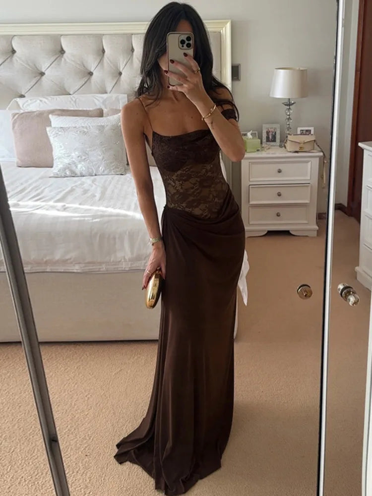 Satin Maxi Dress – Strapless Bodycon Gown with Draped Corset Bodice, Fitted Waist and Floor-Length Silhouette for Formal Events & Evenings