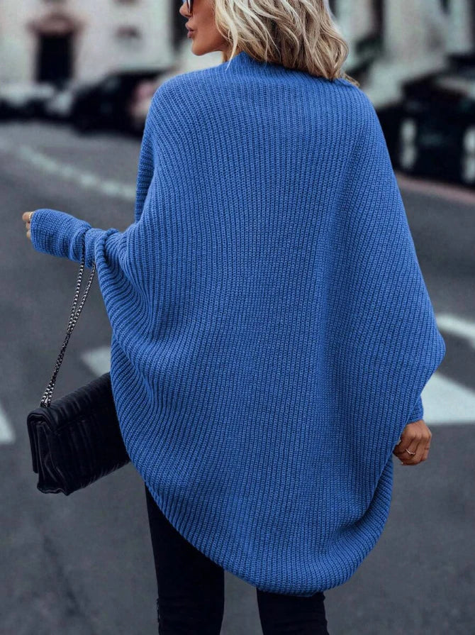 Oversized Ribbed Cardigan, Open Front Longline Sweater with Batwing Sleeves and Relaxed Fit, Cozy Casual Layering Knitwear