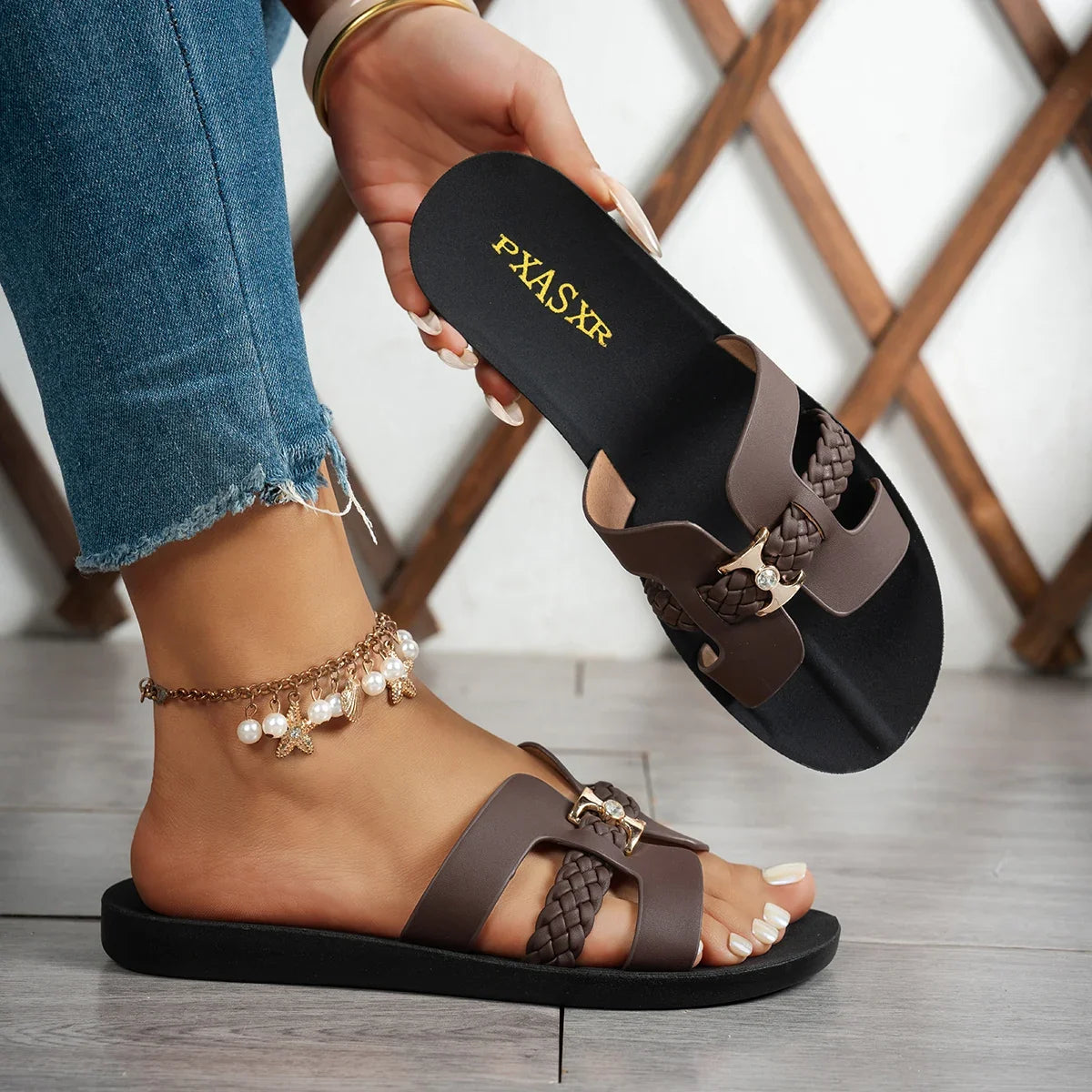 Bow Flat Sandals | Double Strap Open Toe Slides | Comfortable Casual Summer Shoes