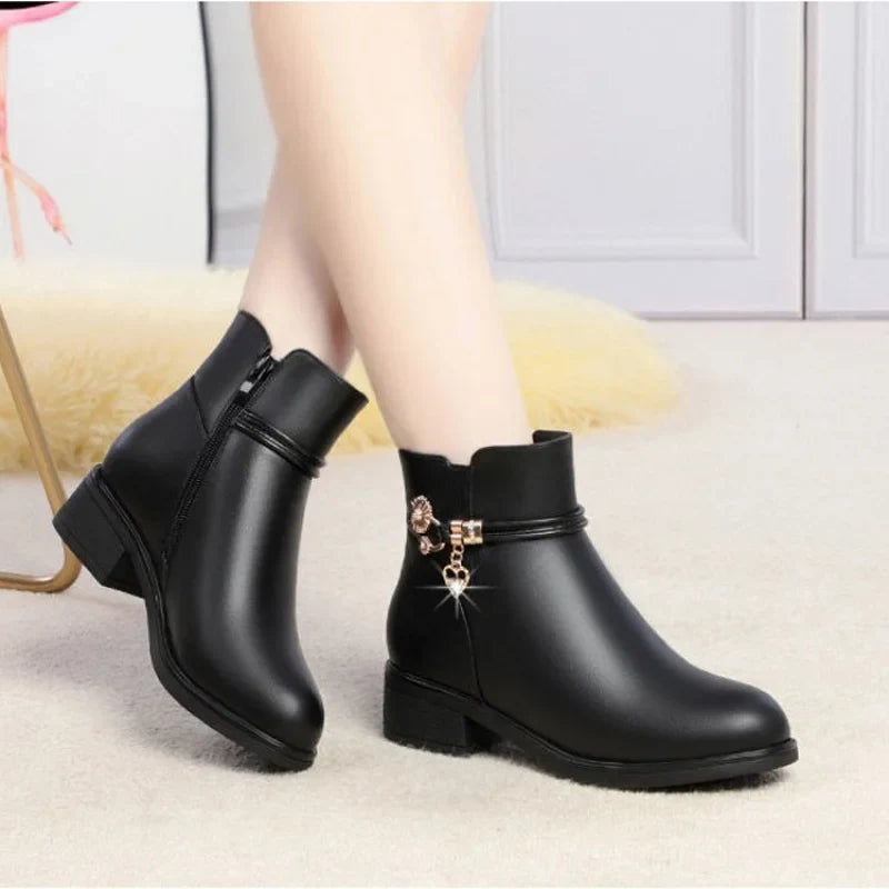 Ankle Boots with Block Heels | Side Zip Fashion Booties | Elegant Casual Dress Boots