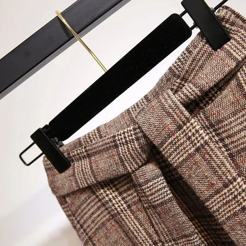 High Waisted Plaid Midi Skirt A Line Tartan Skirt Flared Long Skirt Button Detail Preppy Vintage Inspired Casual Wear