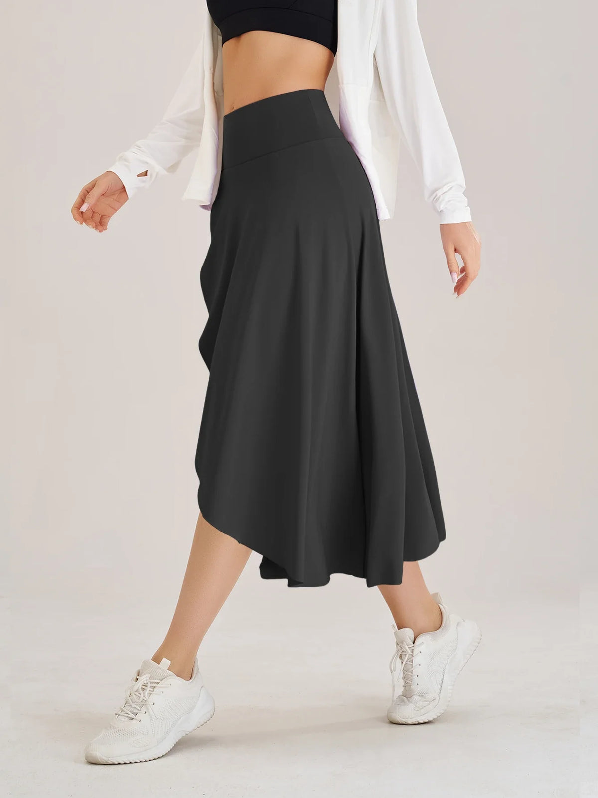 High Waisted Asymmetrical Midi Skirt Side Slit Wrap Style Long Skirt A Line Casual Streetwear Party Bottomwear