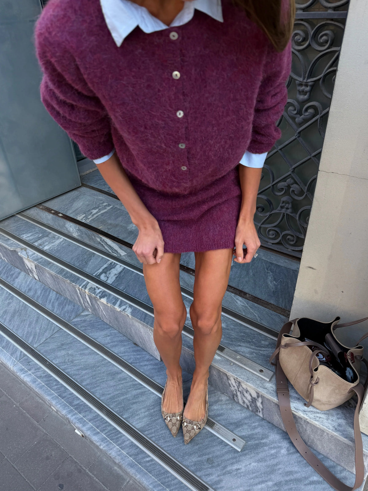Button Front Knit Cardigan & Mini Skirt Co-Ord Set | Long Sleeve Two Piece Outfit | Cozy Fall & Winter Matching Set
