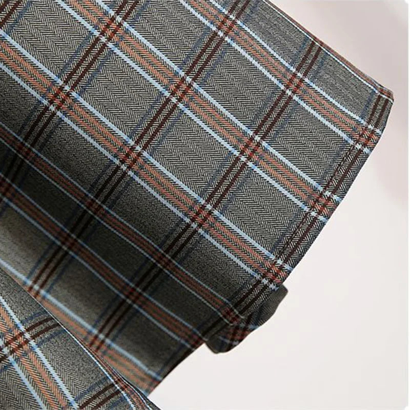 High Waisted Plaid A Line Midi Skirt Pleated Tartan Skirt Belted Flared Skirt Preppy Vintage Inspired Casual Wear