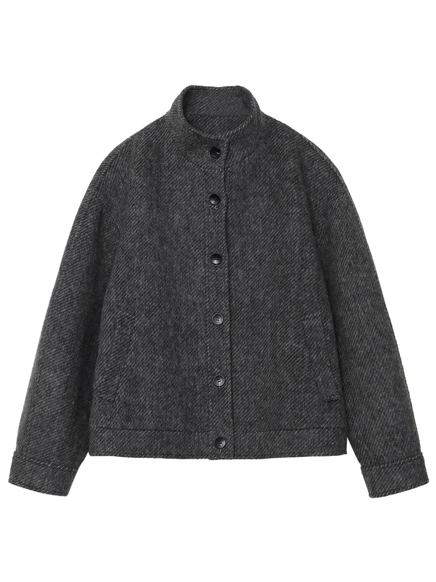 Oversized Button-Up Knit Jacket, Relaxed Fit Cardigan Coat with Balloon Sleeves, Textured Casual Fall Winter Outerwear