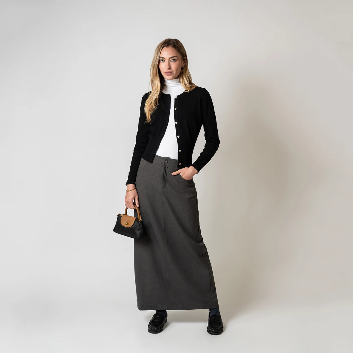 Classic Knit Cardigan, Button Front Sweater with Round Neck and Fitted Silhouette, Elegant Preppy Layering Top for Women