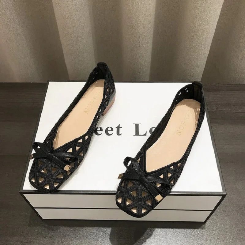 Embroidered Pointed Toe Flats | Slingback Ballet Shoes | Elegant Bow Detail Dress Flats