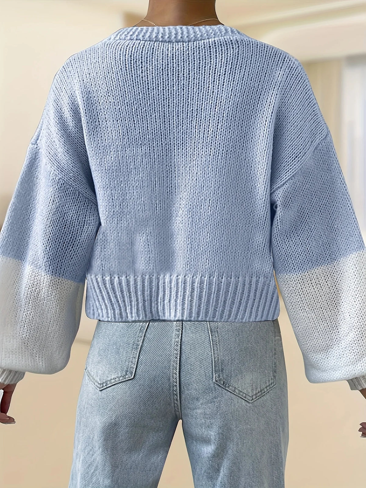Floral Knit Cardigan, Cropped Open Front Sweater with 3D Flower Appliqués and Balloon Sleeves, Cute Boho Spring Knitwear