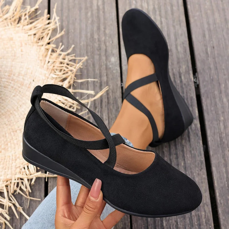 Mary Jane Wedge Shoes | Strappy Low Heel Pumps | Closed Toe Casual Dress Shoes for Women