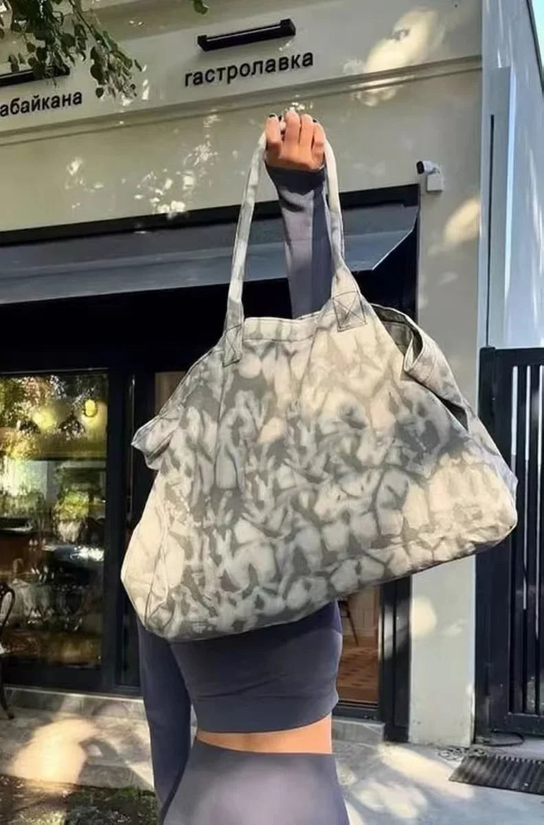 Oversized Printed Tote Bag, Large Canvas Shoulder Handbag, Casual Beach Carryall Purse with Wide Handles for Travel, Shopping & Everyday Use