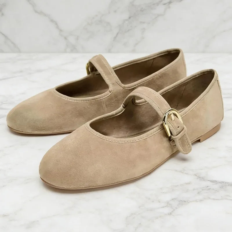 Mary Jane Flats | Round Toe Buckle Shoes | Classic Low Heel Casual Dress Flats