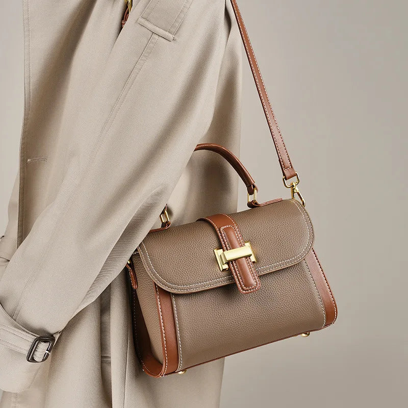 Structured Satchel Handbag, Elegant Top Handle Shoulder Purse with Flap Closure, Sophisticated Crossbody Bag with Adjustable Strap for Work & Everyday Use