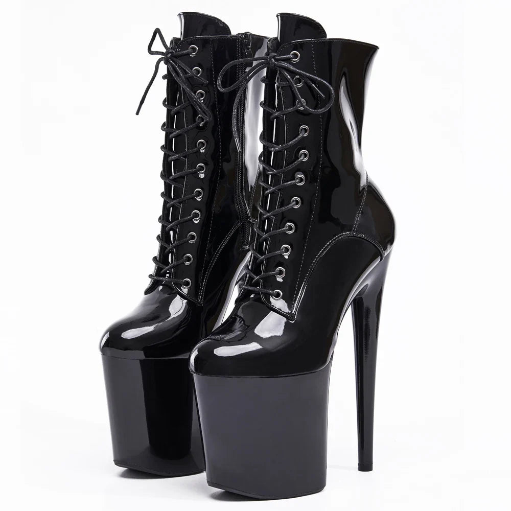 Platform Lace Up Boots | Extreme High Heel Ankle Booties | Chunky Platform Stiletto Boots