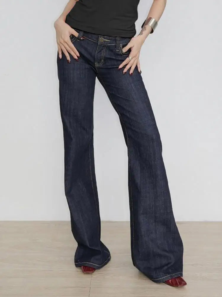 High Waisted Flare Jeans Bootcut Denim Pants Slim Fit Bell Bottom Trousers Full Length Retro Streetwear Casual