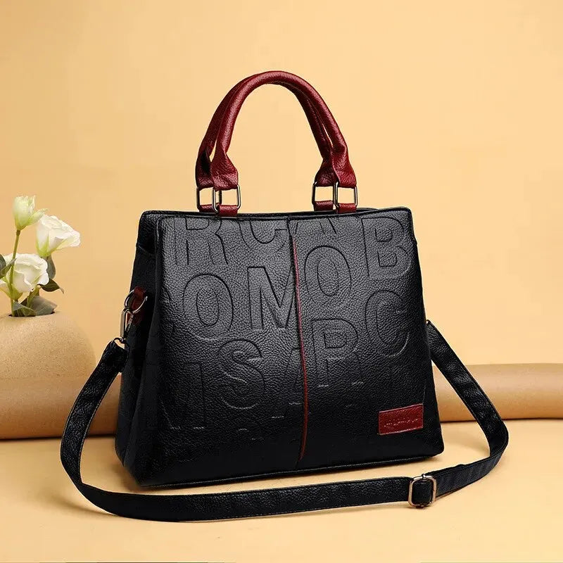 Embossed Structured Handbag, Elegant Top Handle Satchel with Adjustable Crossbody Strap, Textured Shoulder Purse for Work, Travel & Everyday Use
