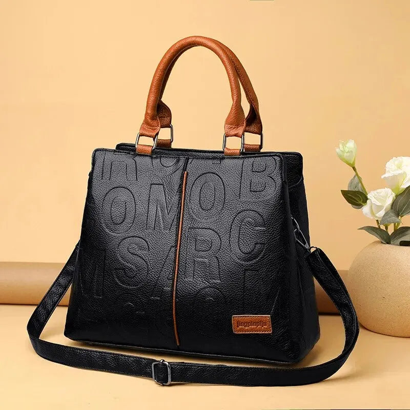Embossed Structured Handbag, Elegant Top Handle Satchel with Adjustable Crossbody Strap, Textured Shoulder Purse for Work, Travel & Everyday Use
