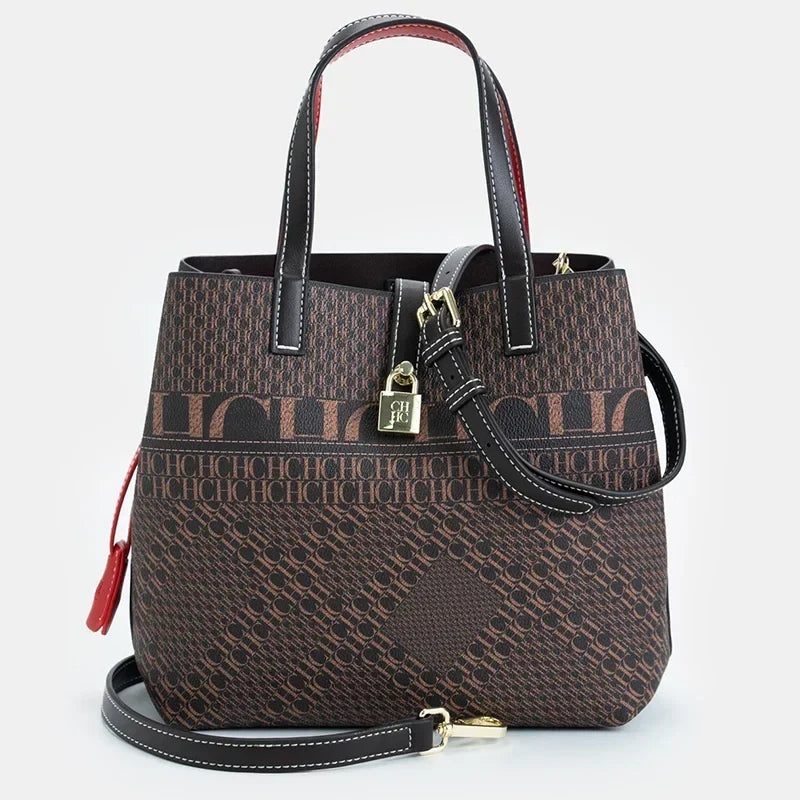 Patterned Tote Handbag, Structured Shoulder Purse with Top Handles & Adjustable Crossbody Strap, Spacious Everyday Work Bag for Travel & Shopping