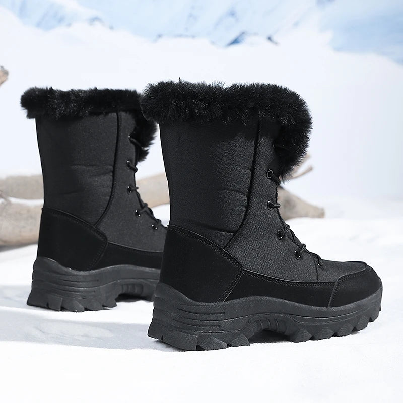 Winter Lace-Up Boots | Faux Fur Lined Snow Boots | Waterproof-Style Insulated Outdoor Ankle Boots