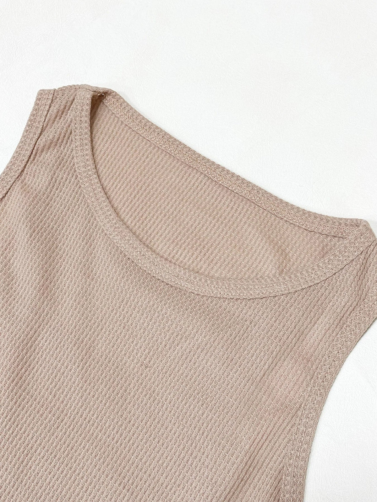 Ribbed Crop Tank Top & Drawstring Shorts Co-Ord Set | Sleeveless Two Piece Casual Lounge Outfit | Summer Matching Set