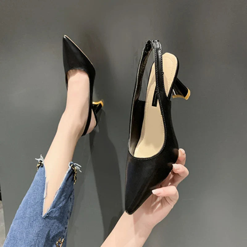 Women's Pointed Toe Slingback Pumps – Elegant Mid Heel Dress Shoes for Office, Wedding, Party, Business & Formal Wear