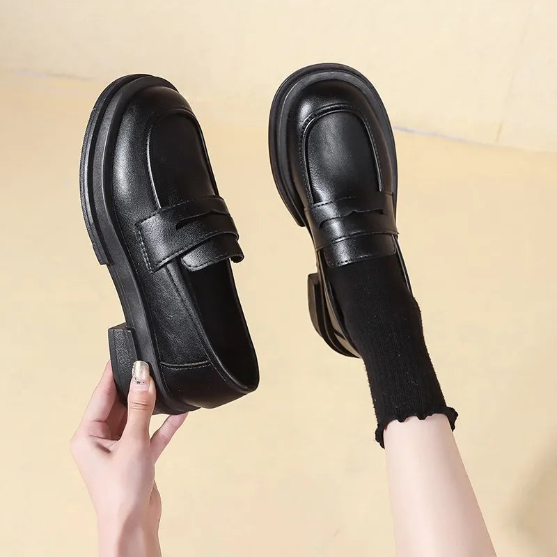Chunky Loafers | Classic Slip-On Penny Loafers | Low Heel Casual Dress Shoes