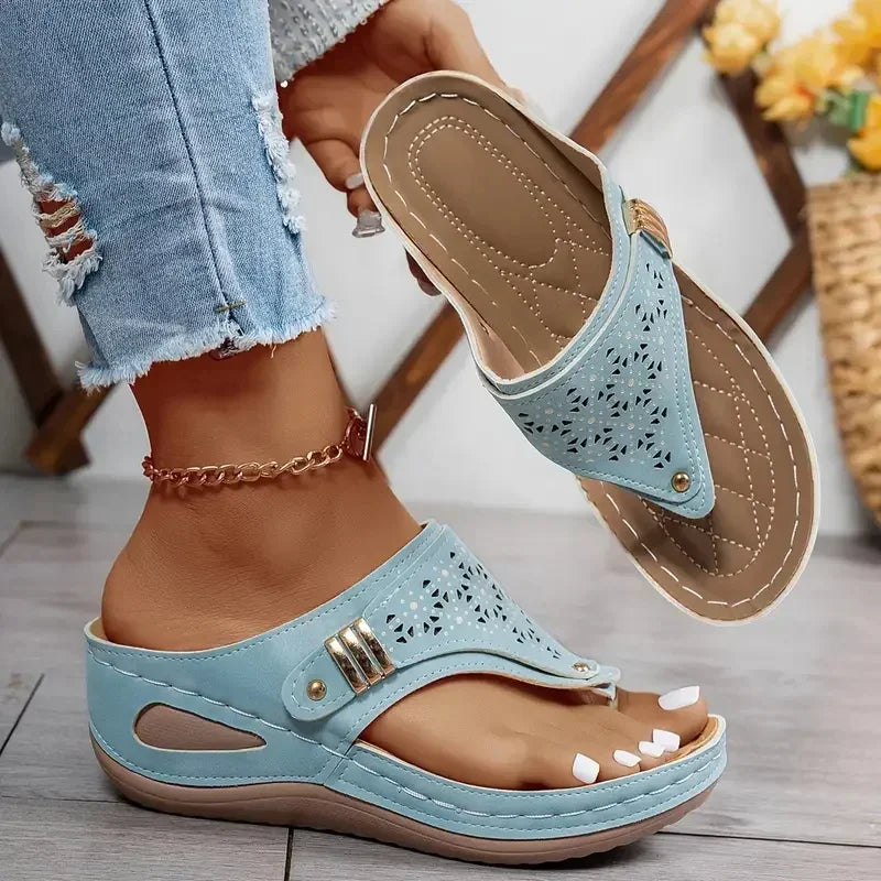 Wedge orthopaedic Thong Sandals | Ankle Strap Platform Sandals | Comfort Casual Summer Shoes