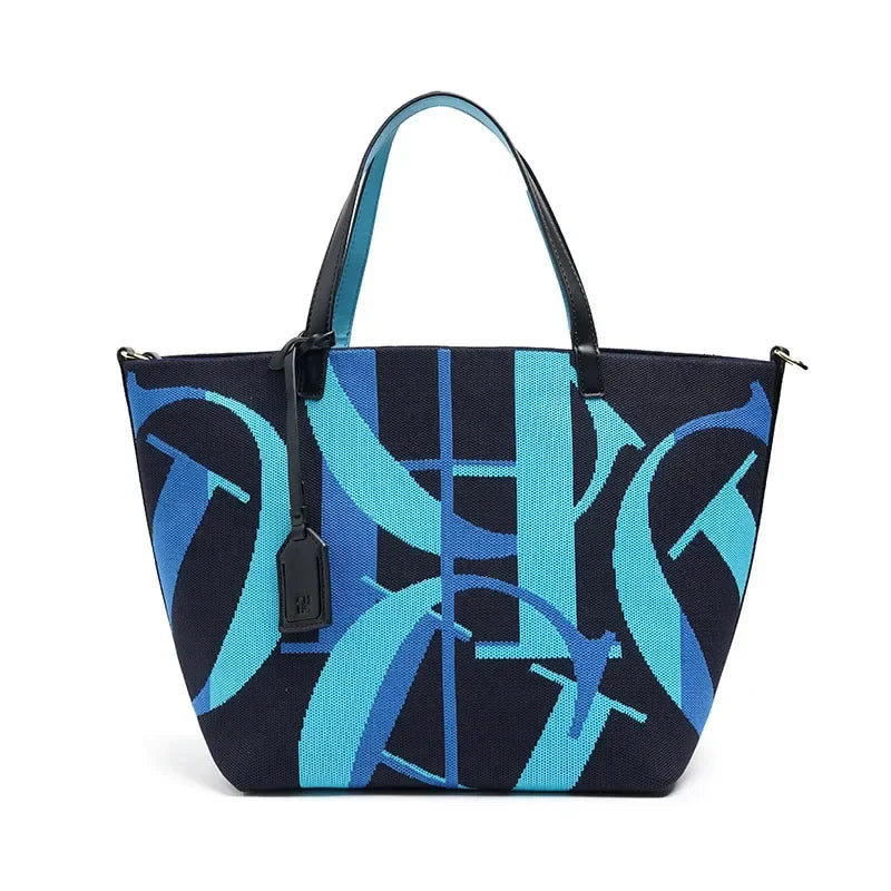 Abstract Print Tote Bag, Colorful Canvas Shoulder Handbag with Long Handles, Spacious Casual Carryall Purse for Shopping, Travel & Everyday Use