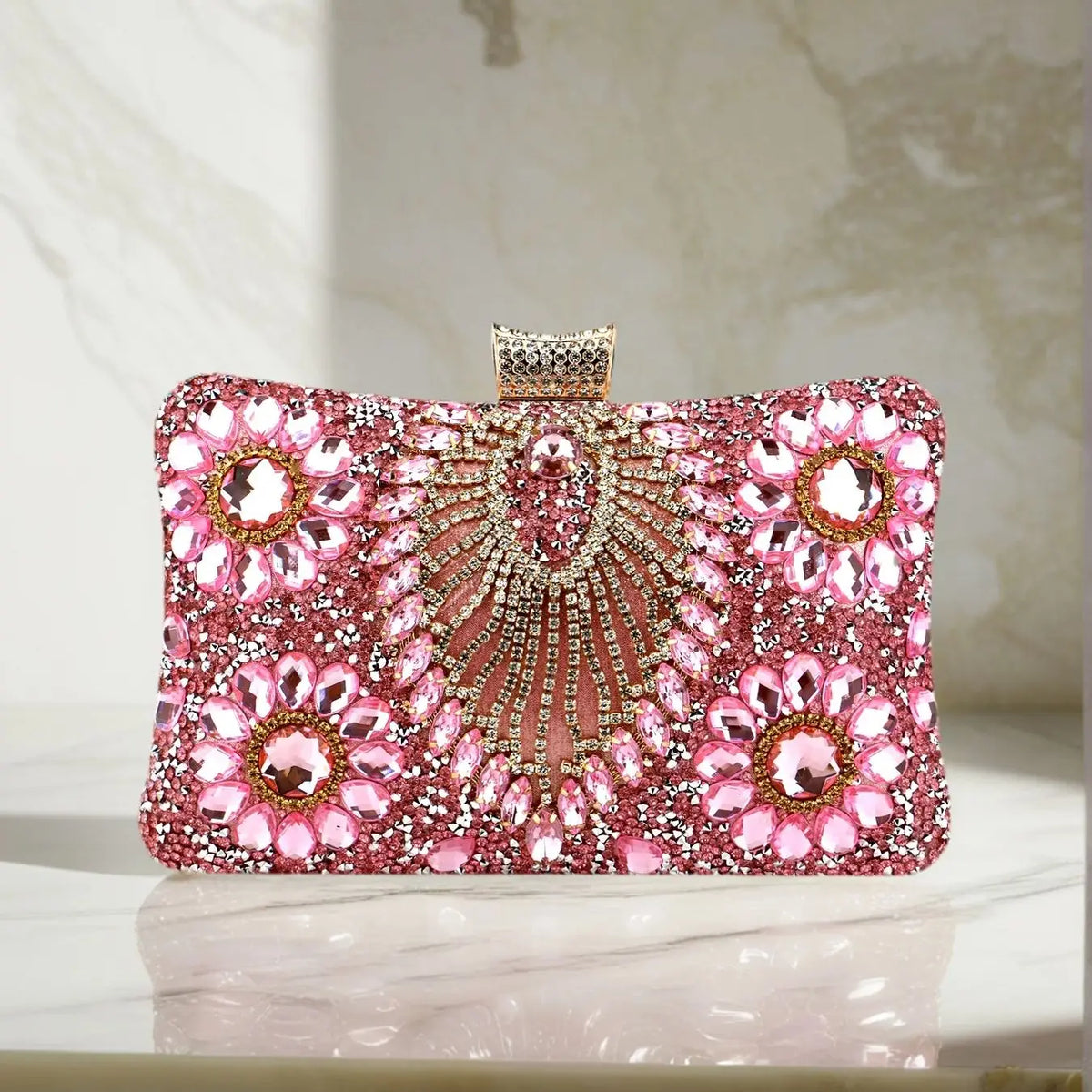 Beaded Evening Clutch Bag, Ornate Embellished Handbag with Intricate Floral Design, Elegant Frame Purse for Weddings, Parties & Formal Events