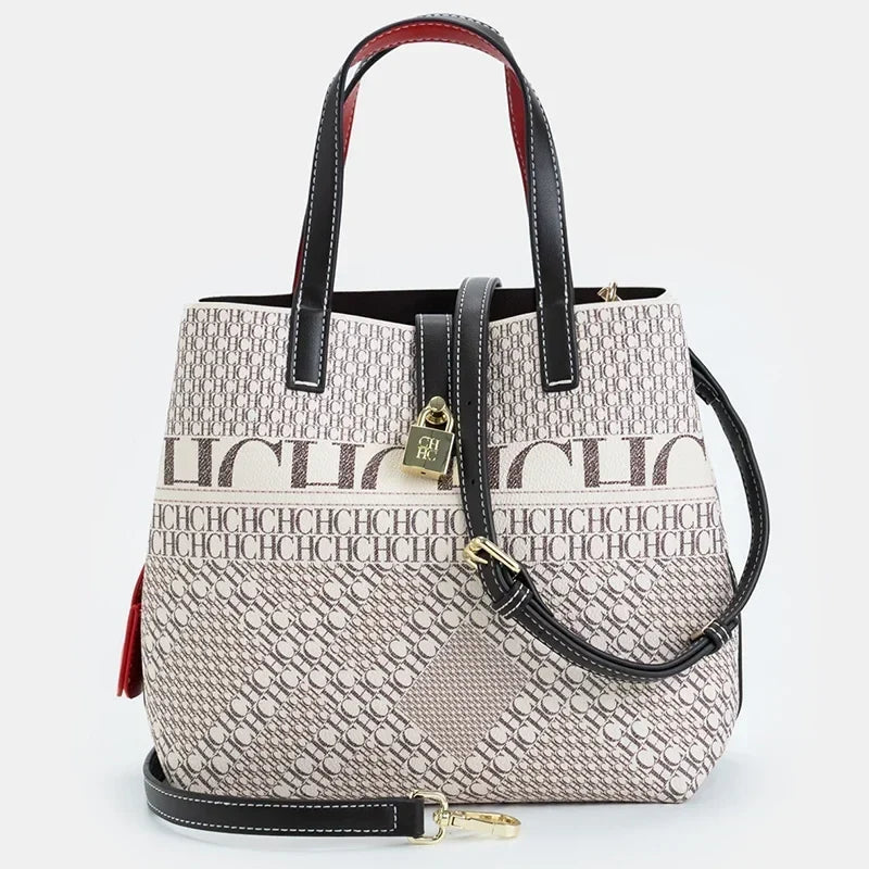 Patterned Tote Handbag, Structured Shoulder Purse with Top Handles & Adjustable Crossbody Strap, Spacious Everyday Work Bag for Travel & Shopping