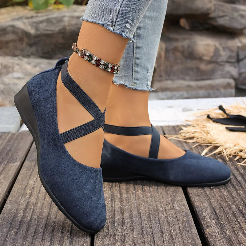 Mary Jane Wedge Shoes | Strappy Low Heel Pumps | Closed Toe Casual Dress Shoes for Women