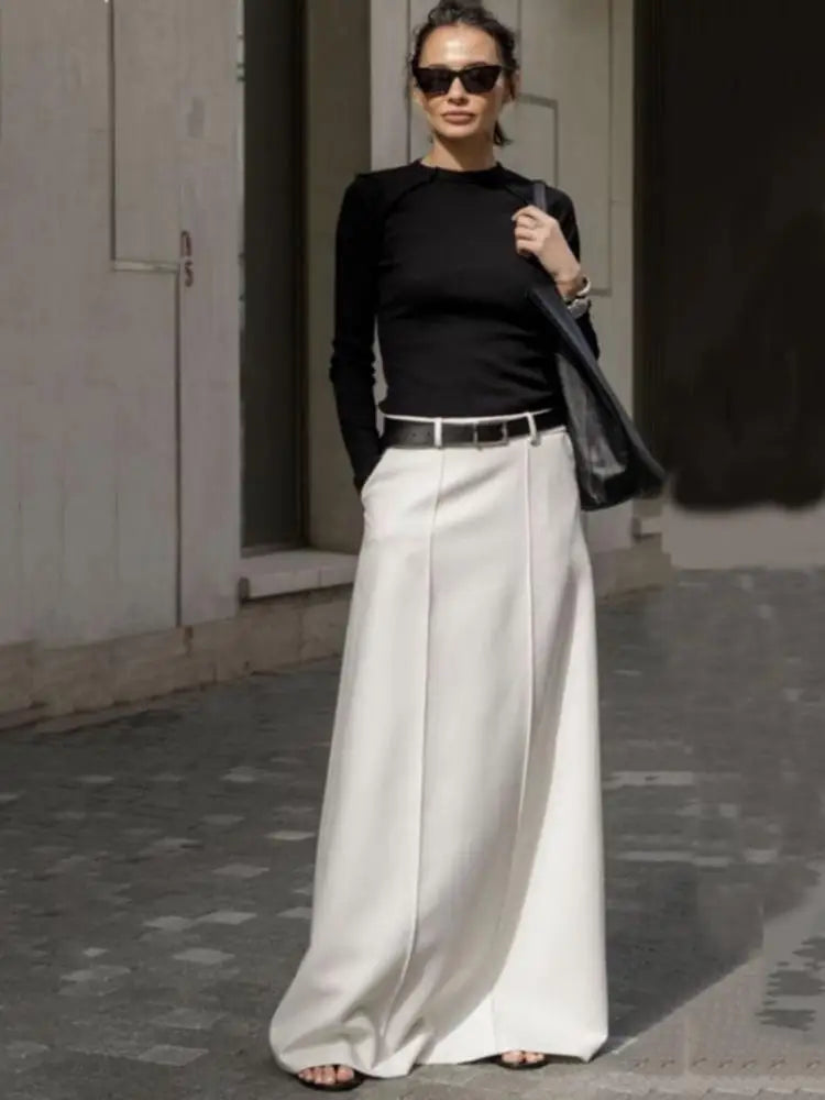 High Waisted Wide Leg Palazzo Pants Full Length Flowing Trousers Tailored Relaxed Fit Minimalist Office Casual Wear