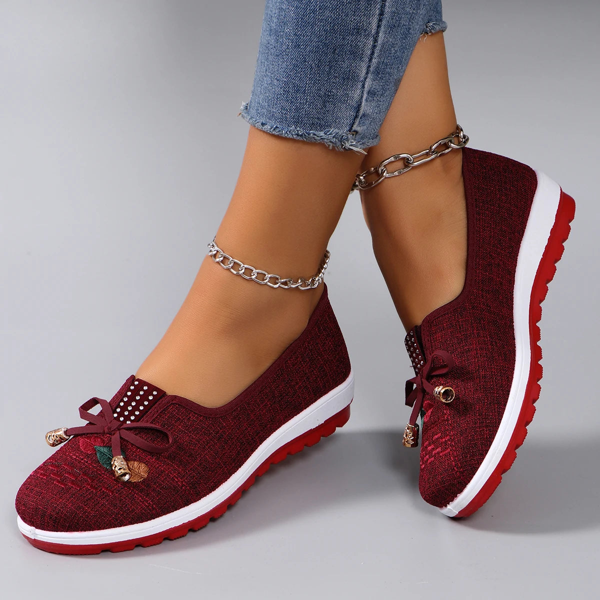 Bow Wedge Sneakers | Casual Lace Up Platform Shoes | Comfortable Slip On Walking Shoes