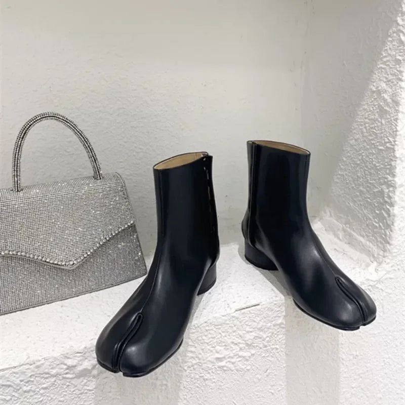 Ankle Boots with Block Heels | Minimalist Chelsea Style Booties | Sleek Casual Dress Boots
