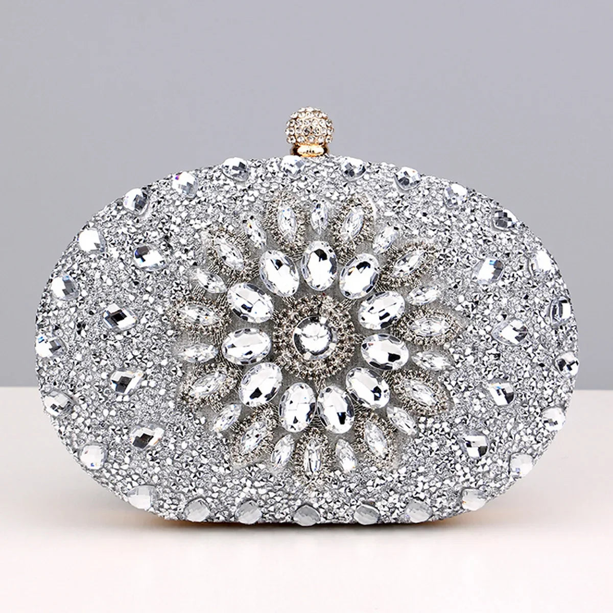 Embellished Evening Clutch Bag, Ornate Beaded Handbag with Floral Crystal Design, Elegant Frame Purse for Weddings, Parties & Special Occasions