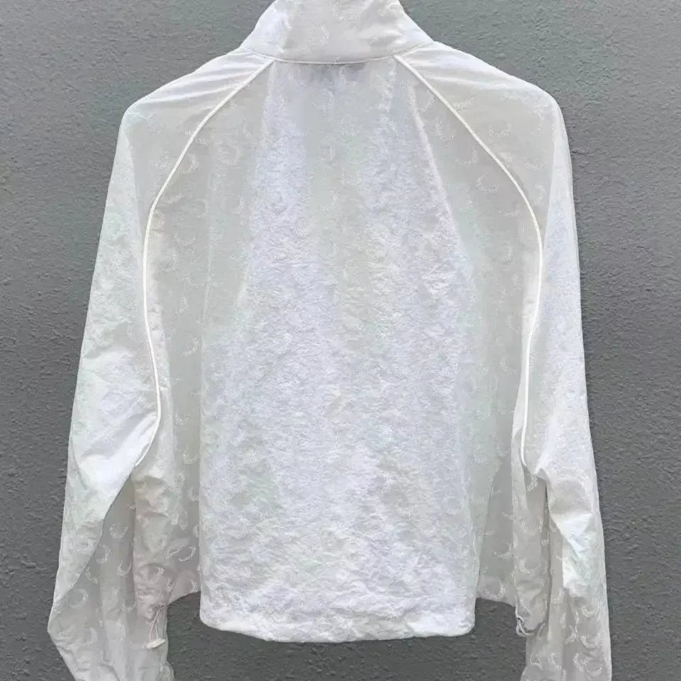 Abstract Print Bomber Jacket, Lightweight Zip-Up Jacket with Stand Collar and Relaxed Fit, Contemporary Casual Streetwear Outerwear