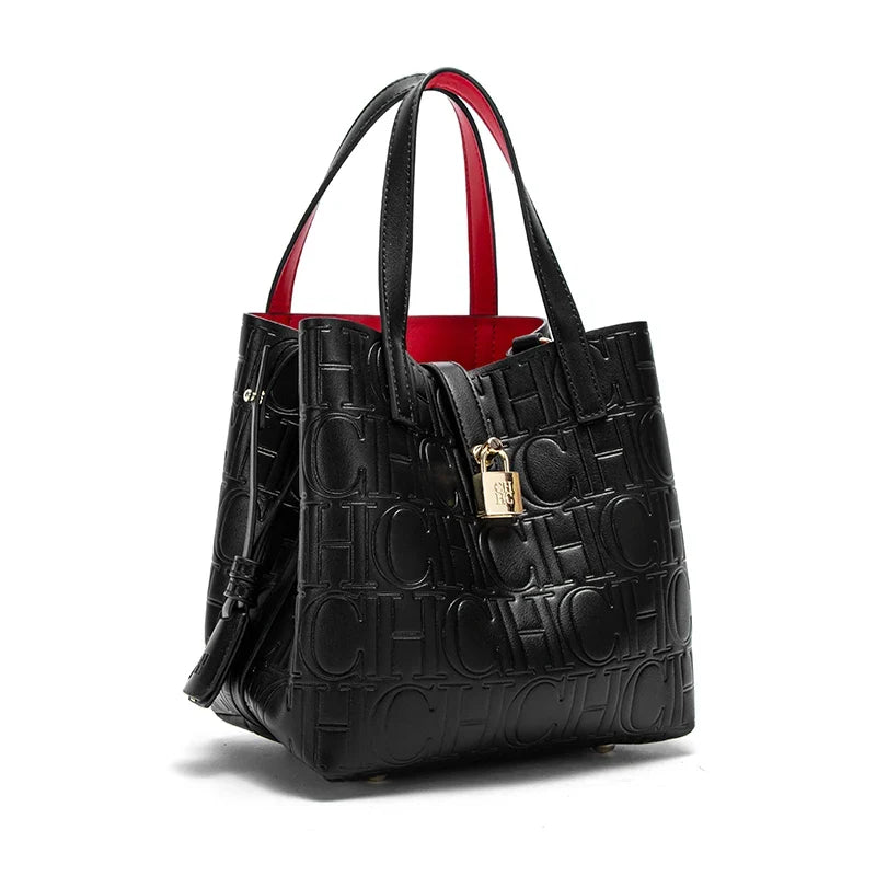 Embossed Tote Handbag, Elegant Structured Shoulder Purse with Double Handles, Spacious Everyday Work Bag for Shopping, Travel & Office