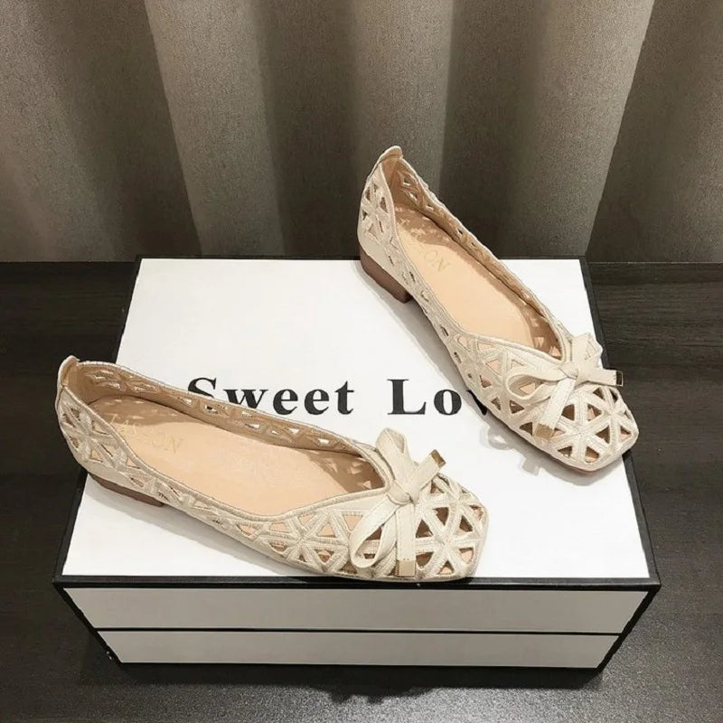 Embroidered Pointed Toe Flats | Slingback Ballet Shoes | Elegant Bow Detail Dress Flats