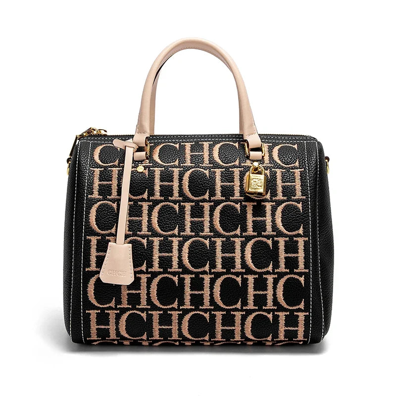 Monogram Print Tote Handbag, Structured Shoulder Purse with Top Handles, Elegant Large Work Bag for Office, Shopping, Travel & Everyday Use