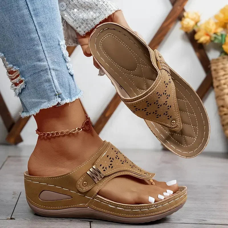 Wedge orthopaedic Thong Sandals | Ankle Strap Platform Sandals | Comfort Casual Summer Shoes