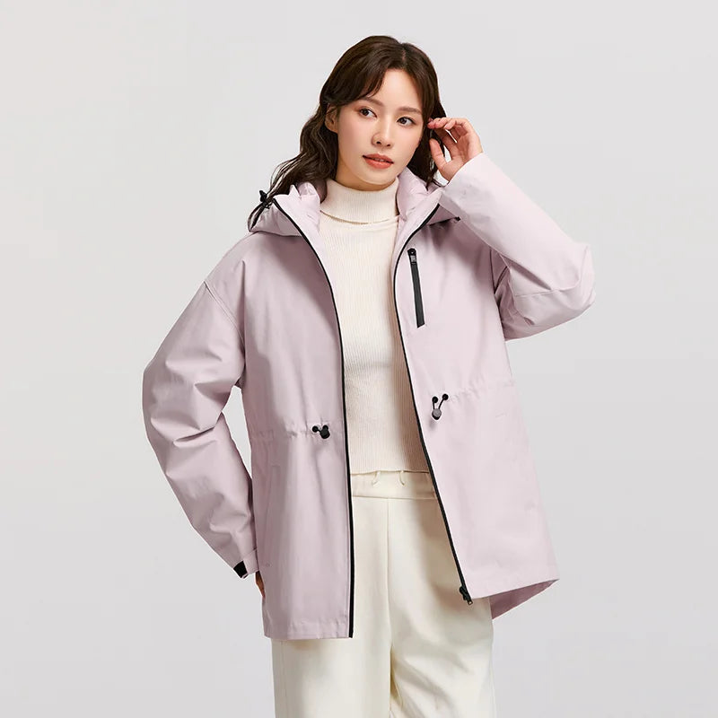 Hooded Cinched Waist Jacket, Lightweight Zip-Up Windbreaker with Adjustable Drawstring Waist and Utility Pockets, Casual Outdoor Outerwear