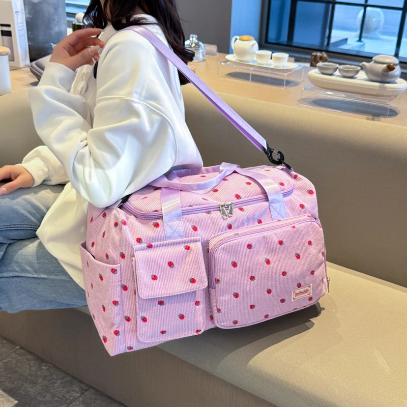 Polka Dot Travel Duffle Bag, Spacious Weekender Overnight Carryall with Multiple Pockets & Adjustable Shoulder Strap for Travel & Gym