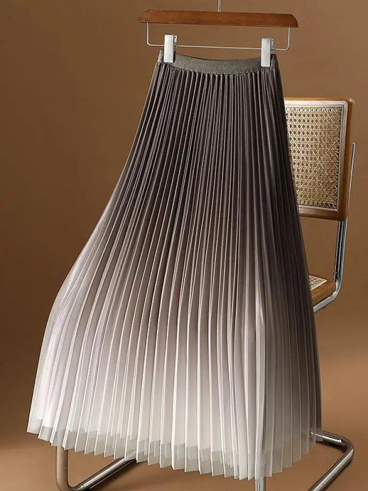 High Waisted Pleated Maxi Skirt Accordion Pleat Long Skirt Flared A Line Flowing Full Length Casual Party Wear