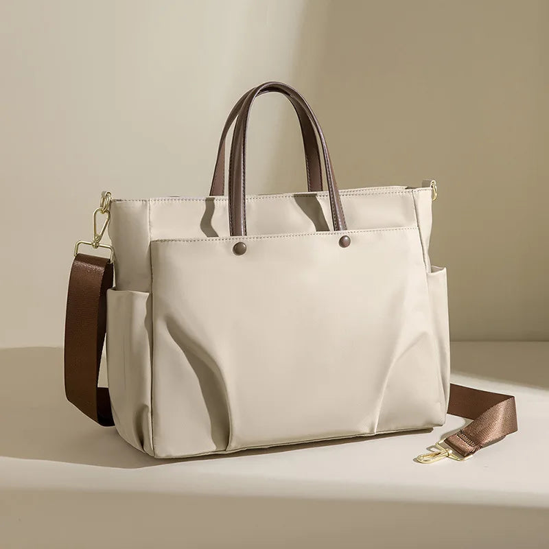 Women's Large Tote Bag, Minimalist Shoulder Handbag with Adjustable Crossbody Strap, Spacious Work Purse with Front & Side Pockets